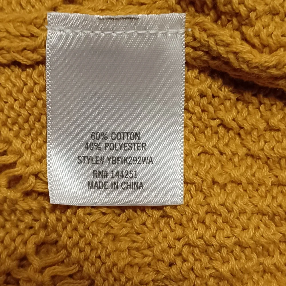 Alya Sweater Womens Medium Yellow Pointelle Open Knit Keyhole Back Pullover